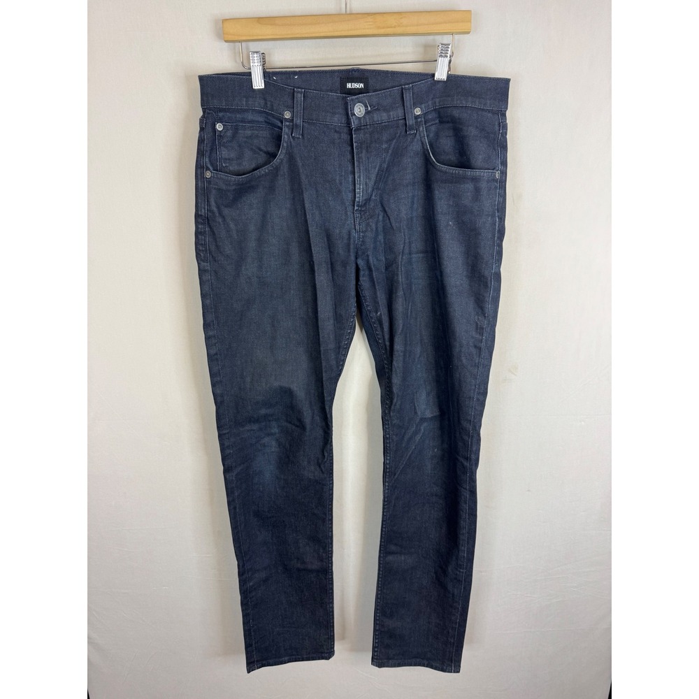 Hudson Blake Slim Straight Dark Indigo Wash Denim Jeans Mens 34X33